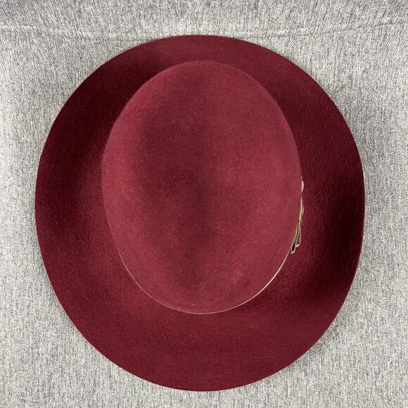 Goorin Bros Priscilla Lane Wool Fedora Hat Womens Medium Brick Red USA Made - Picture 8 of 13